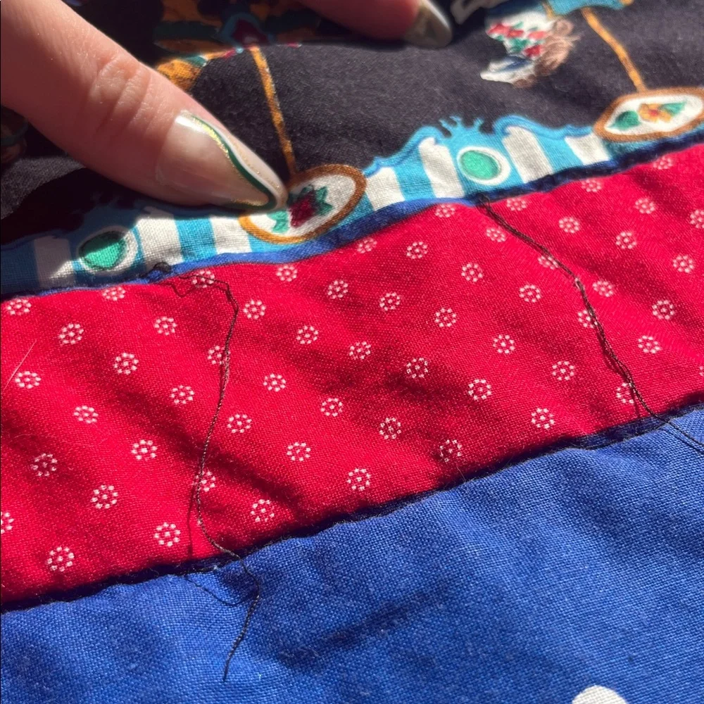 Vintage Carousel Animal Horse Print Quilt Homemade Small Throw Lap Blanket